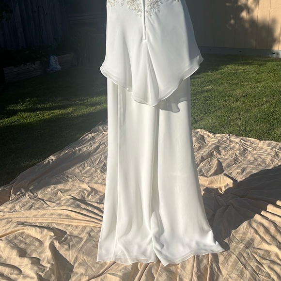 NWT Alfred Angelo Wedding Pantsuit for Bride/lace chiffon/beads - gorgeous Sz 12 - Picture 10 of 13